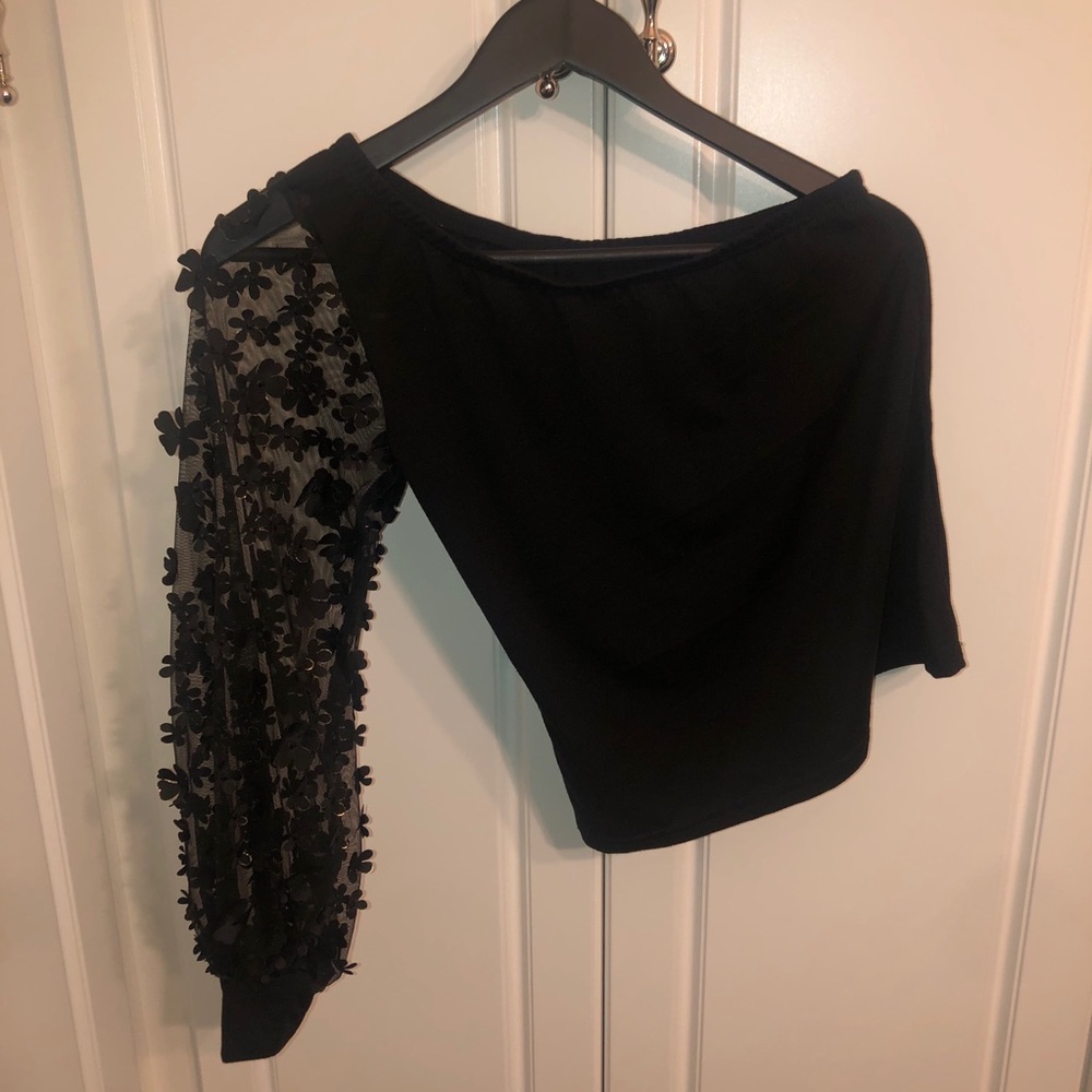 Cold Shoulder Blouse with Floral Detail